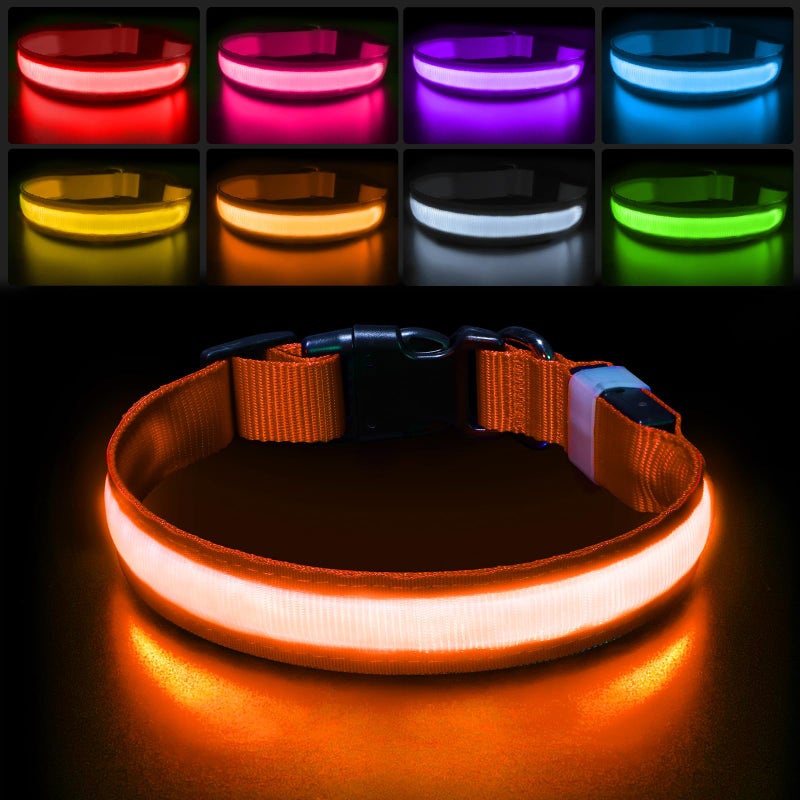 PcEoTllar Light up Dog Collar for Night Walking - LED Dog Collar Light Rechargeable Color Changing, Glow in The Dark Dog Collars Waterproof Glowing Dog Collars for Large Small Medium Dogs - Image 1